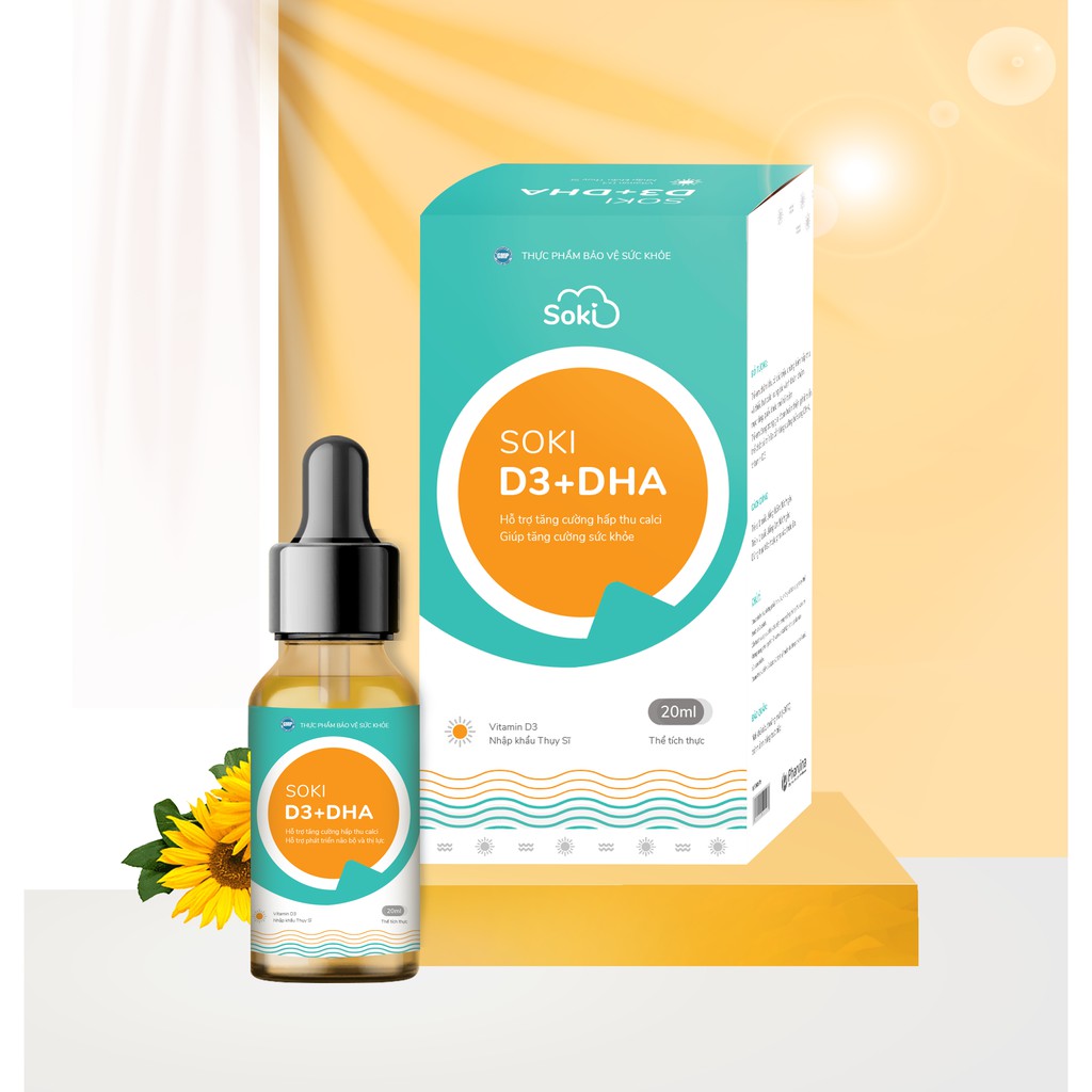 ✅ Soki D3 + DHA ❤️[ CHÍNH HÃNG ] ❤️ Bứt phá chiều cao, thông minh vượt trội