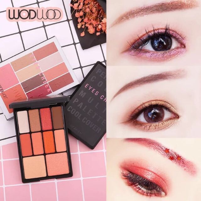 [2in1] Phấn mắt và má hồng 10 ô  WODWOD Personal Color Multi Palette Cool Cover 15g No.W708