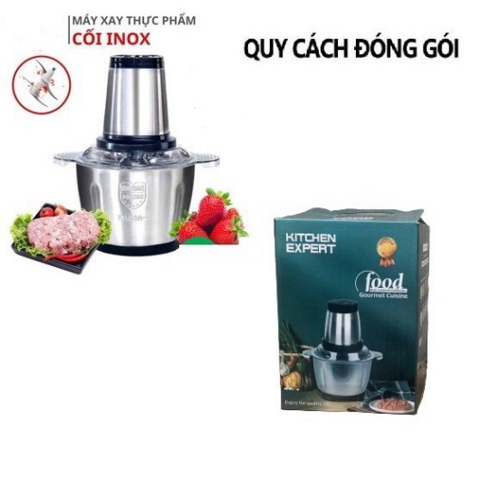 Máy xay thịt cá - máy xay đa năng bằng cối inox Food Processor HDA t2 lít 4 lưỡi dao