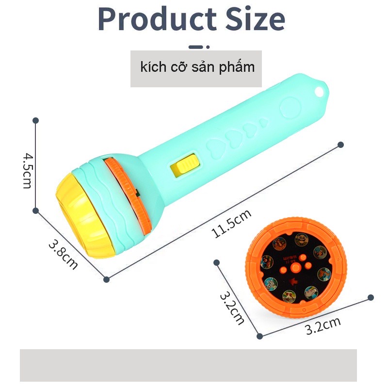 Đèn Pin Chiếu Hình 80 Hình Động Vật Hoa Quả Phương Tiện Giao Thông - Mộc Nhiên Kids Store