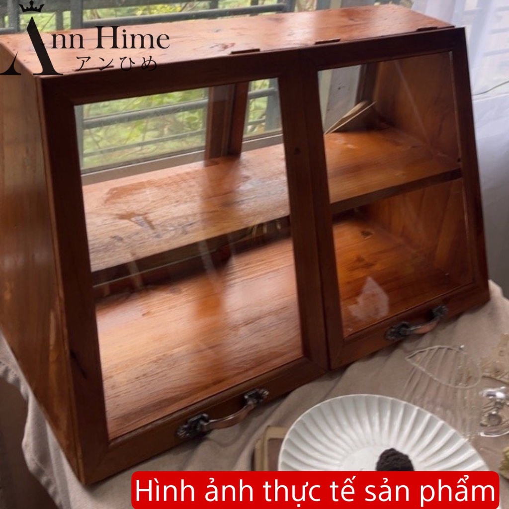 Tủ gỗ đựng đồ mini -chén -bát nhiều ngăn kéo gỗ phong cách vintage Annhime SP12 treo tường &amp; để bàn