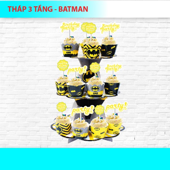 THÁP 3 TẦNG ĐỂ BÁNH CUPCAKE BATMAN