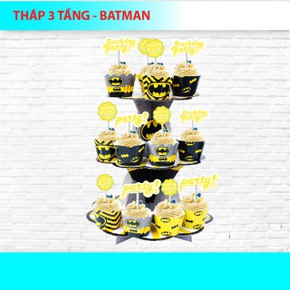 Tháp 3 tầng để bánh cupcake batman