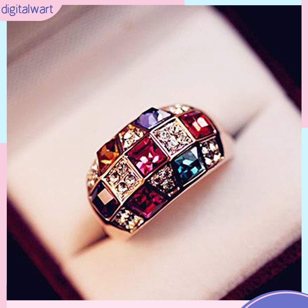 Nhẫn hợp kim đính đá nhiều màu