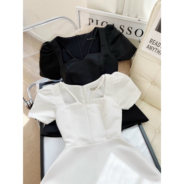HÀNG THIẾT KẾ CAO CẤP Áo Peplum cổ vuông dây chéo cố sang chảnh cuốn hút tôn dáng Sun Fashion