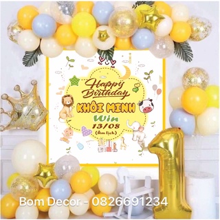 Sét bóng sinh nhật kèm backrop dán tường