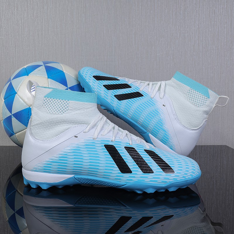 Giày bóng đá cổ cao đá bóng trên sân cỏ nhân tạo màu trắng /đen size 35-47 TF Futsal Shoes Messi Football Boots