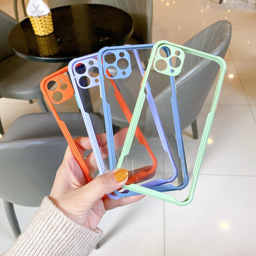 Ốp lưng iphone viền màu bảo vệ camera giả 12 -6s/6s plus/6/7/7plus/8/8plus/x/xs/xs max/11/11 pro/11 promax-AnhGa Case