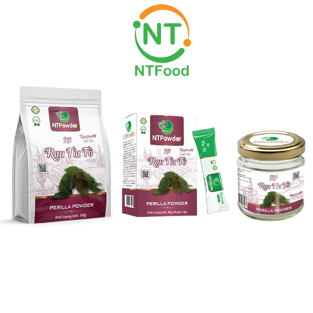 Bột Lá Tía Tô sấy lạnh nguyên chất NTPOWDER 50gr / Hũ 60gr / Túi 100gr / Hộp 56gr - Nhất Tín Food