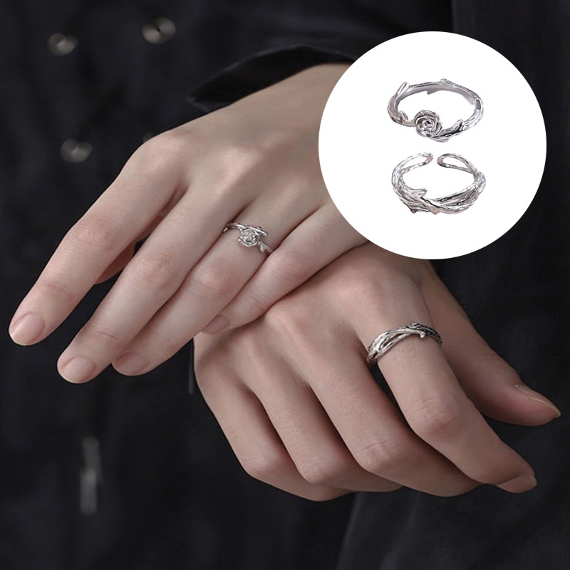 1 Nhẫn Hở Màu Bạc Hình Hoa Hồng Có Thể Điều Chỉnh Thời Trang