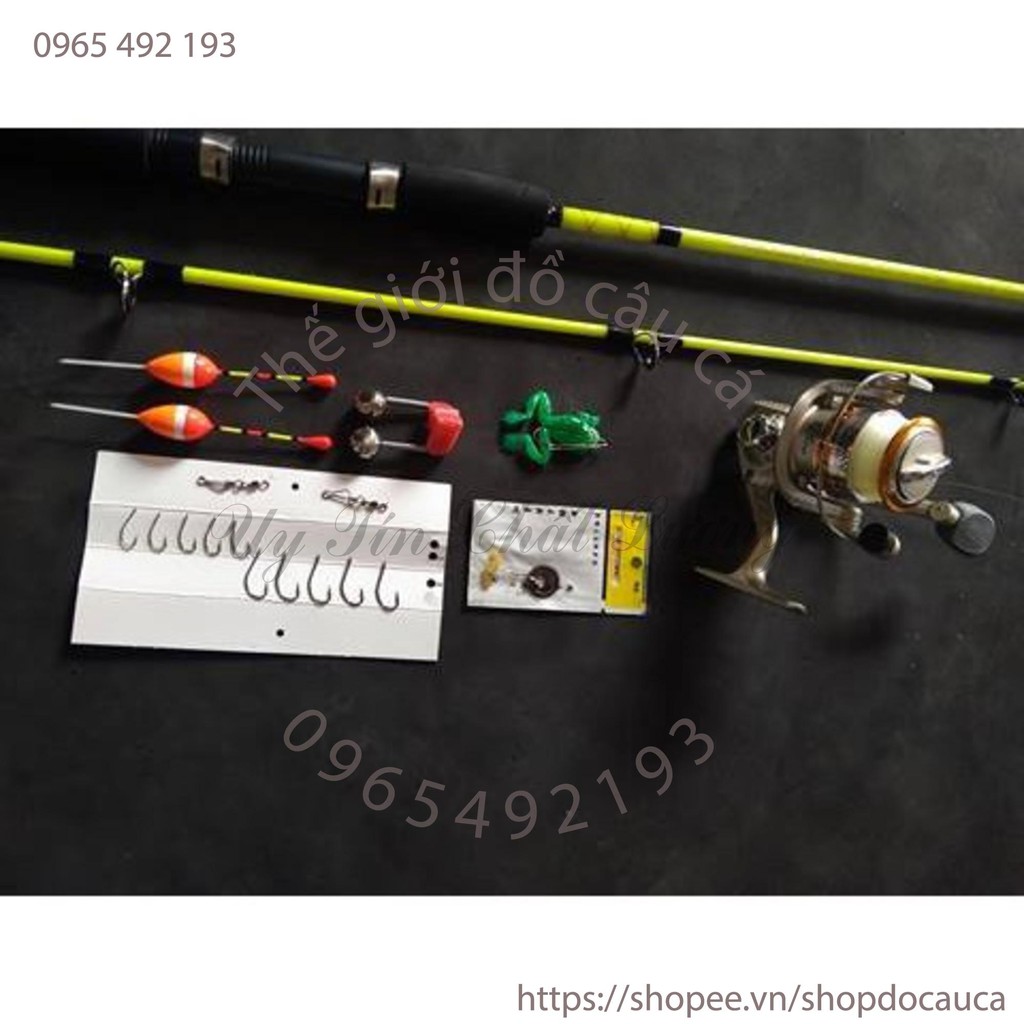 Bộ cần máy câu, tặng cước, lưỡi, nhái và cước ( rẻ vô địch )