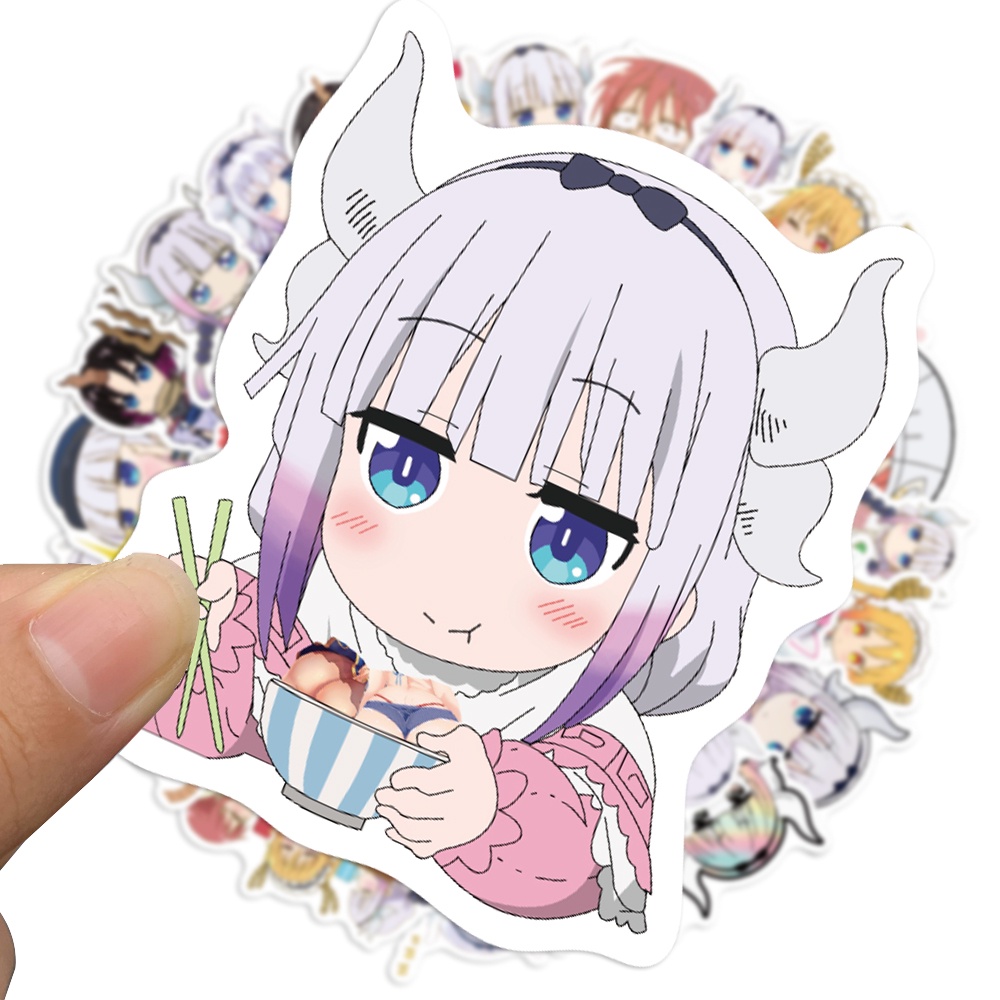 Set 10/25/50 miếng dán trang trí đa năng chống thấm nước hình Miss Kobayashi's Dragon Maid đáng yêu thời trang