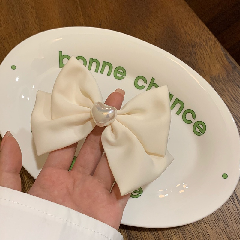 Kẹp Tóc Hình Nơ Màu Laser Đính Ngọc Trai Thời Trang Mùa Hè 1 Cái Cho Nữ