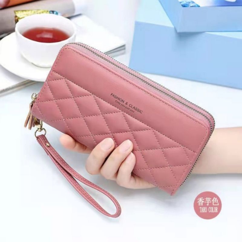 Ví nữ cao cấp cầm tay dáng dài hai ngăn khóa thời trang đẹp tiện dụng giá rẻ da PU OLUKA STORE VD034