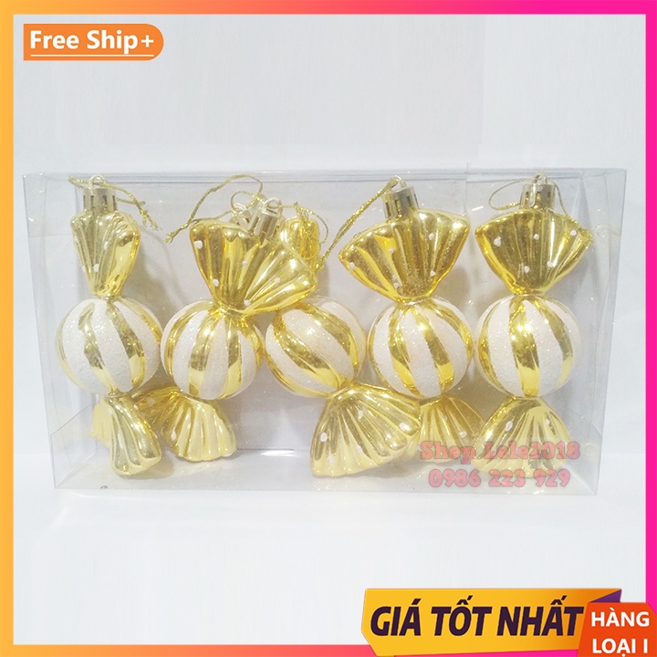 Hộp 5 phụ kiện hình chiếc kẹo xinh xắn trang trí Noel giáng sinh