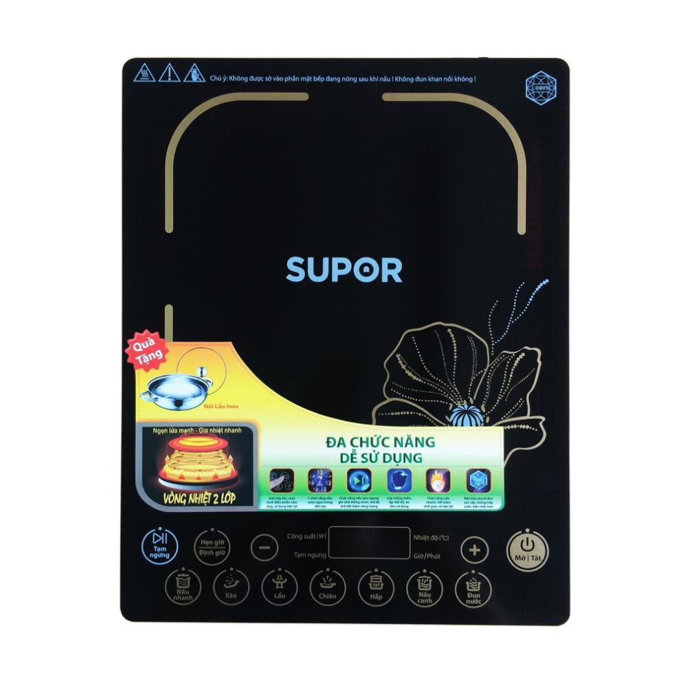 Bếp từ mặt pha lê Supor SDHCB45VN 6  chức năng  cảm ứng siêu mượt hàng chính hãng