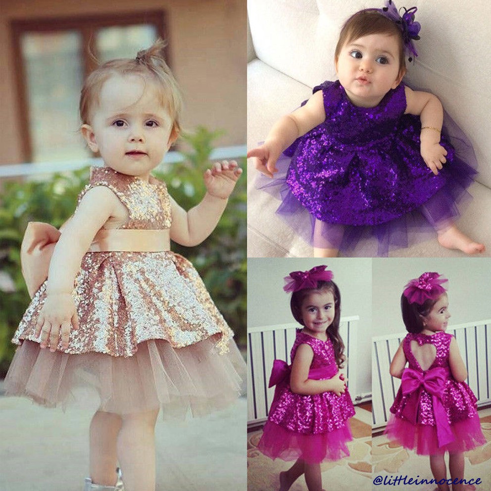 ❤XZQ-Fashion Princess Kids Baby Girls Sequins Dress Party Dress Wedding Gown Formal Dresses