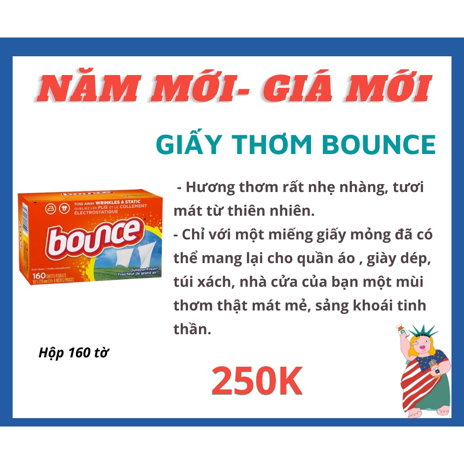 [CHUẨN MỸ] Giấy thơm Bounce 160 tờ
