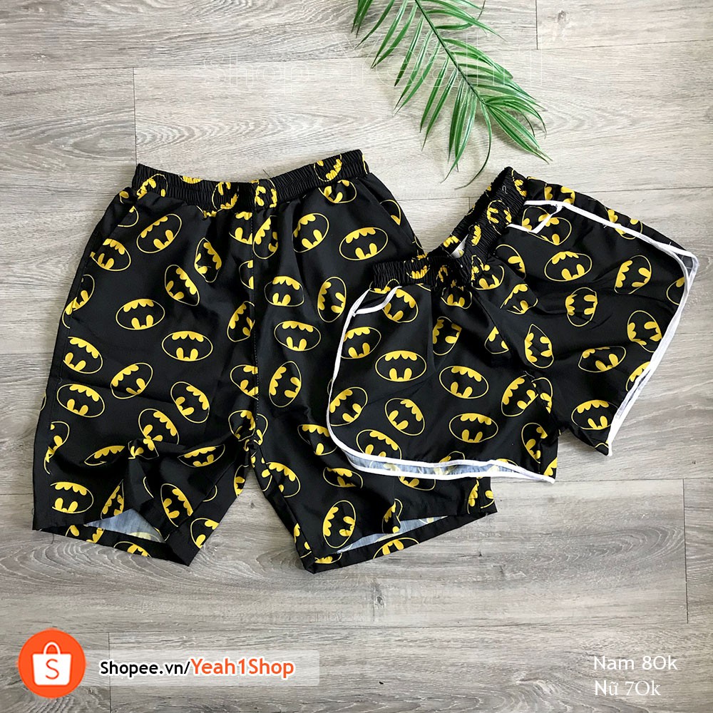 [Yeah1Shop]- Quần đôi đi biển Batman đen vàng (nam nữ)