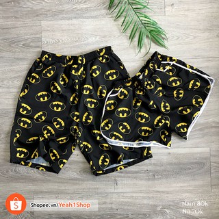[Yeah1Shop]- Quần đôi đi biển Batman đen vàng (nam nữ)