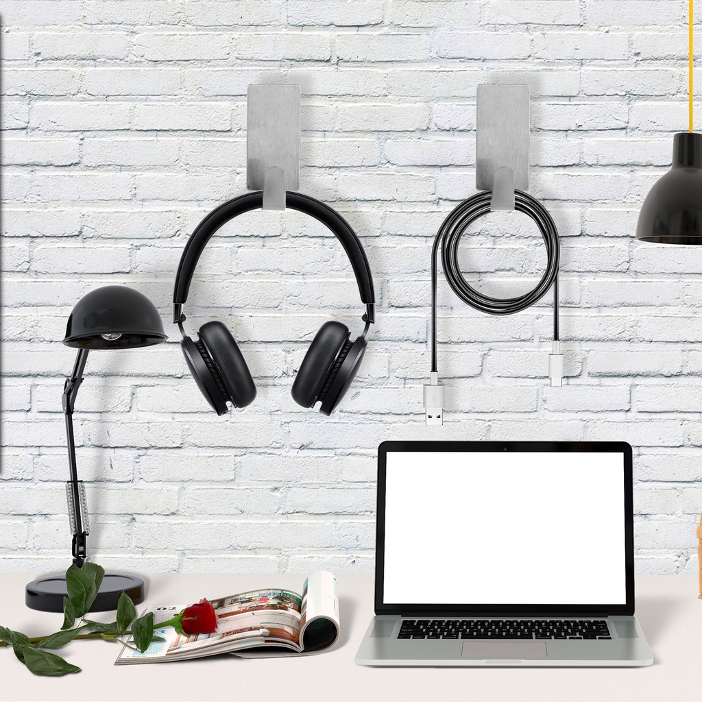 Bộ 10 Móc Treo Tường Bằng Thép Không Gỉ Màu Bạc Đa Năng Giá Đỡ