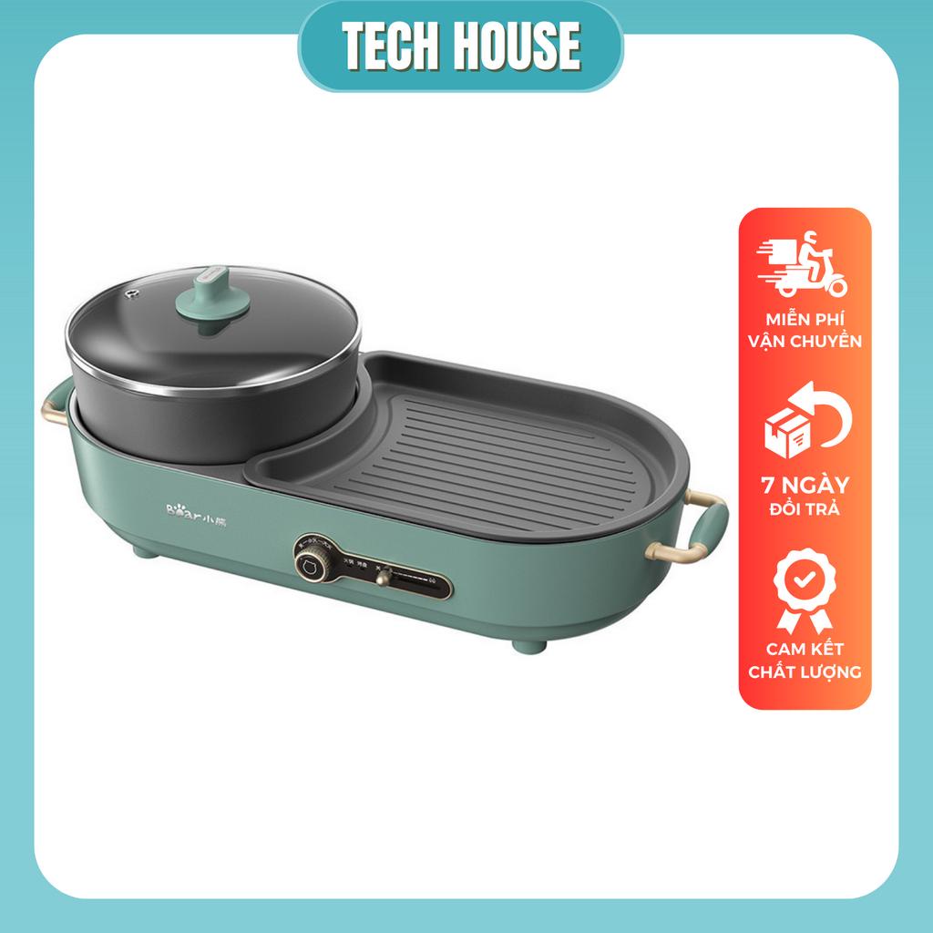 Bếp vừa lẩu nướng,bếp nướng kèm lẩu 2 trong 1 đa năng tháo rời 2 ngăn  BEAR DKL-C15L1 chính hãng