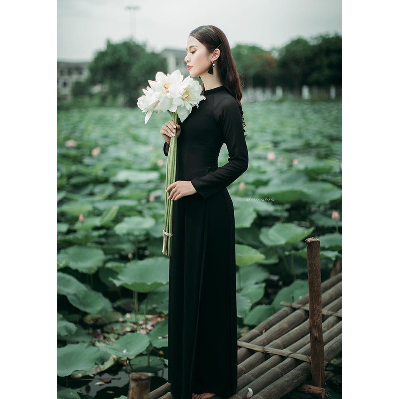 Áo dài lụa đen siêu sang chảnh