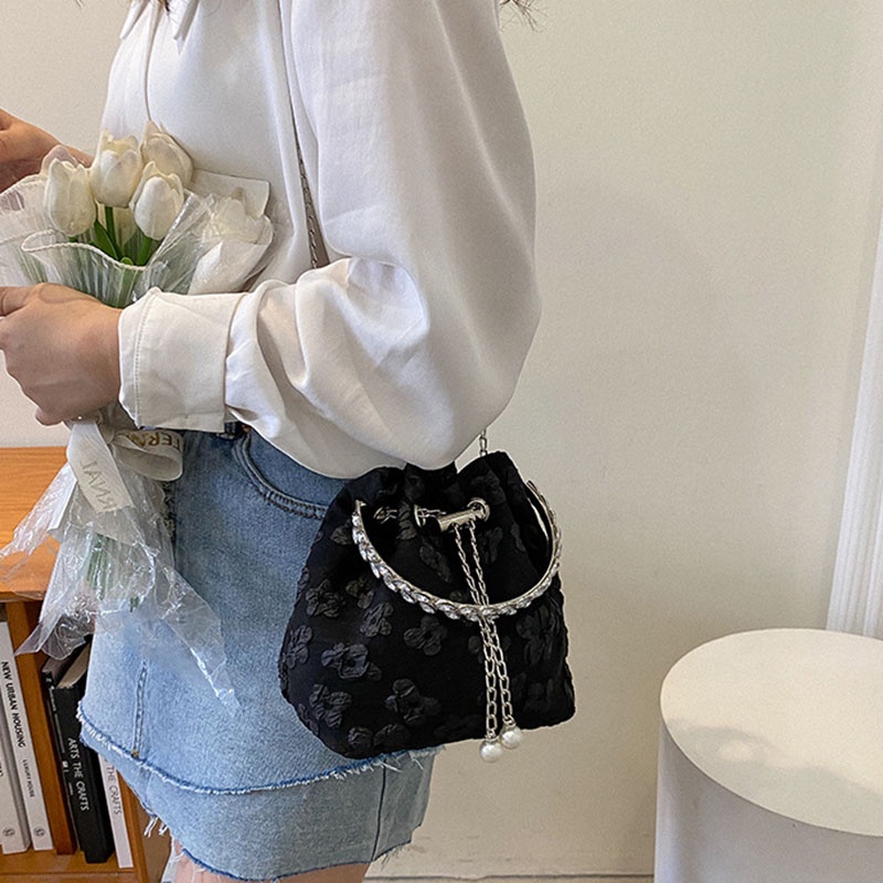 Túi vải đeo chéo dây rút IELGY thời trang đơn giản cho nữ