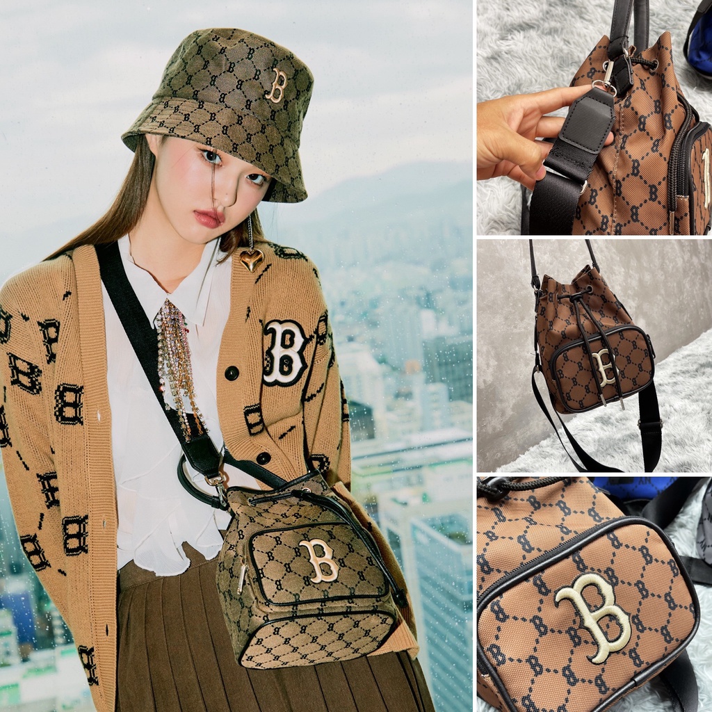 Túi đeo chéo MLB NY Boston BASIC BUCKET BAG - BROWN MONOGRAM hàng dư xịn