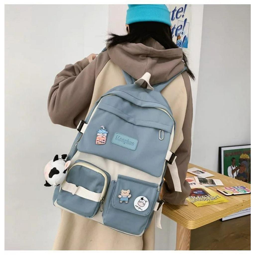 Balo Nam Nữ Đi Học,Balo Ulzzang Bò Sữa Cao Cấp Chống Nước Unisex dễ thương Đựng Được Laptop D-2135