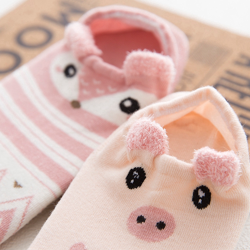 Vớ cotton cổ ngắn họa tiết hoạt hình 3D cho nữ
