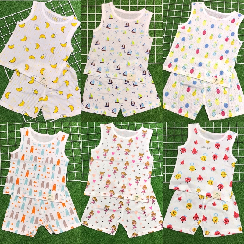 Bộ cotton giấy sát nách cho Liti Baby cho bé trai và gái