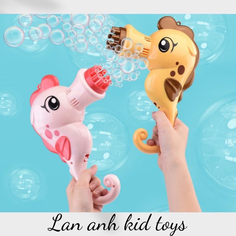 Đồ Chơi Súng Bắn Bong Bóng Xà Phòng Hình Cá Ngựa, Bắn Bong Bóng Dành Cho Bé