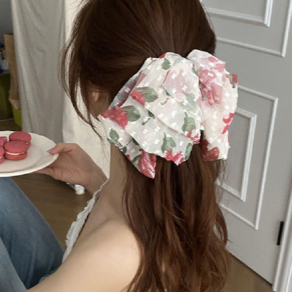 Kẹp Tóc Hình Nơ Hoa Nhiều Lớp Phong Cách Pháp Dễ Thương Cho Nữ