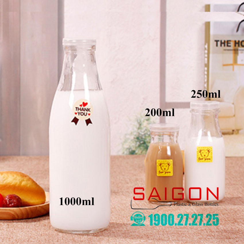 Chai Thủy Tinh Tròn 500ml Nắp Nhựa