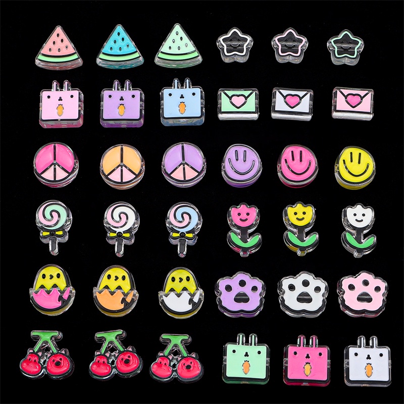 Hạt Acrylic Trong Suốt Họa Tiết Hoạt Hình Dùng Làm Trang Sức DIY