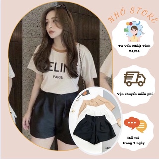 Quần short đùi  đáng phồng siêu hot - Quần short nữ phối áo phông - freeship