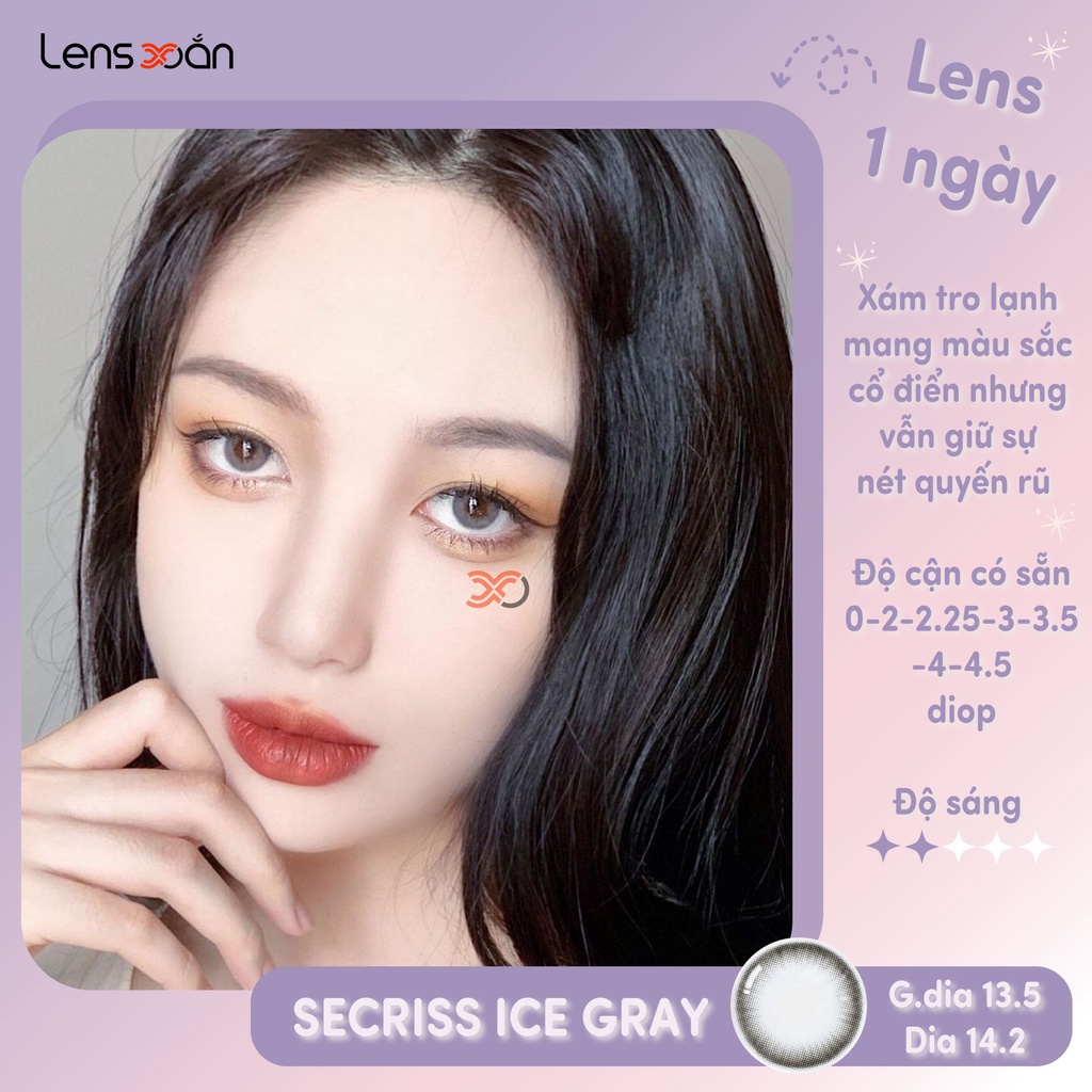 KÍNH ÁP TRÒNG 1 NGÀY SECRISS ICE GRAY CỦA OLENS: LENS XÁM TRO TỰ NHIÊN | LENS XOẮN