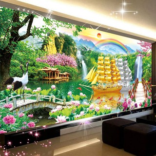TRANH THÊU PHONG CẢNH THUẬN BUỒM XUÔI GIÓ E70 (100X55)