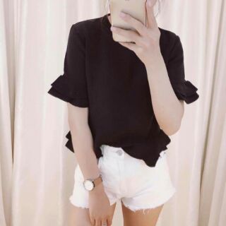 Áo kiểu bèo nhún tay áo