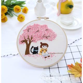 Hand embroidery circle diy kit material package three-dimensional European cross stitch thread embroidery stretch beginner hand-made