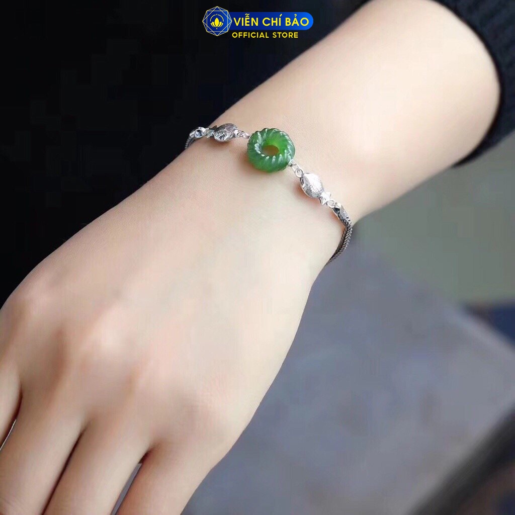 Lắc tay bạc nữ Song ngư đá tự nhiên chất liệu bạc Thái 925 thời trang phụ kiện trang sức nữ Viễn Chí Bảo L000414