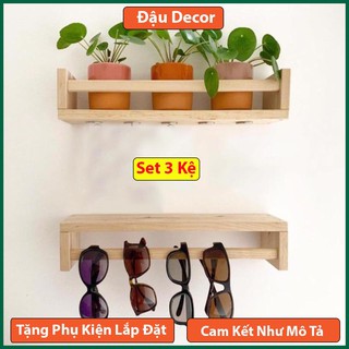 [ Combo ] Kệ Gỗ Treo Tường Chữ U Để Đồ Trang Trí Nhà Cửa Tặng Kèm Phụ Kiện Lắp Đặt [Combo 3 Kệ ]