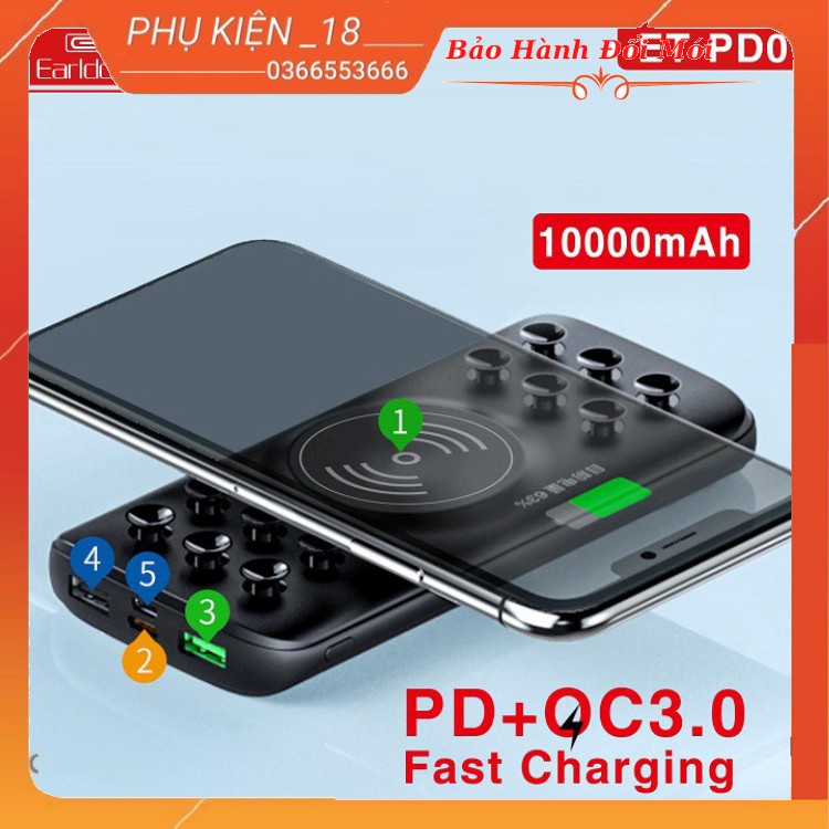 SẠC DỰ PHÒNG KÈM SẠC KHÔNG DÂY 10.000 MAH EARLDOM PD-01