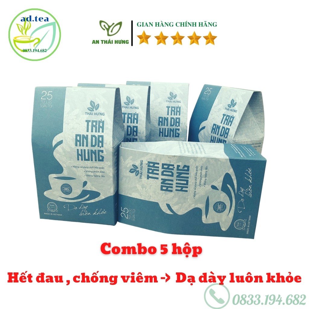 Trà Túi Lọc Trà Dạ Dày An Dạ Hưng - Hết Đau Dạ Dày Bao Tử Viêm Loét Dạ Dày Tá Tràng 4 hộp x 25 túi lọc 125g