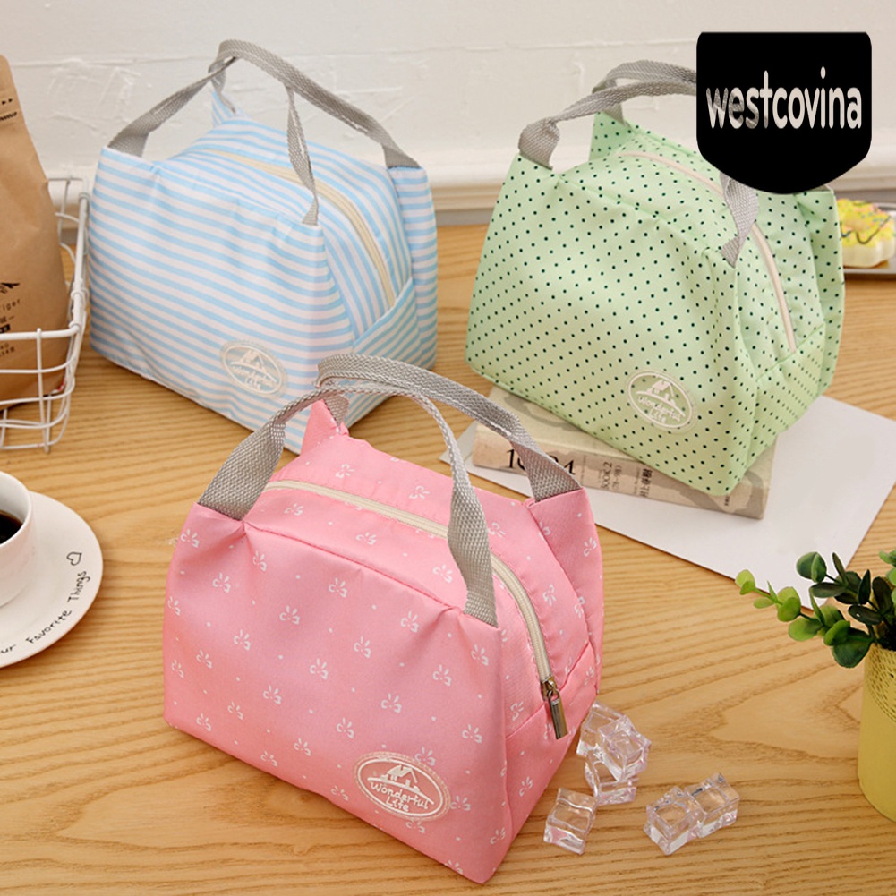 [Hot]☀ Túi Đựng Hộp Cơm Trưa Giữ Nhiệt Họa Tiết Sọc Có Thể Tái Sử Dụng Cho Học Sinh