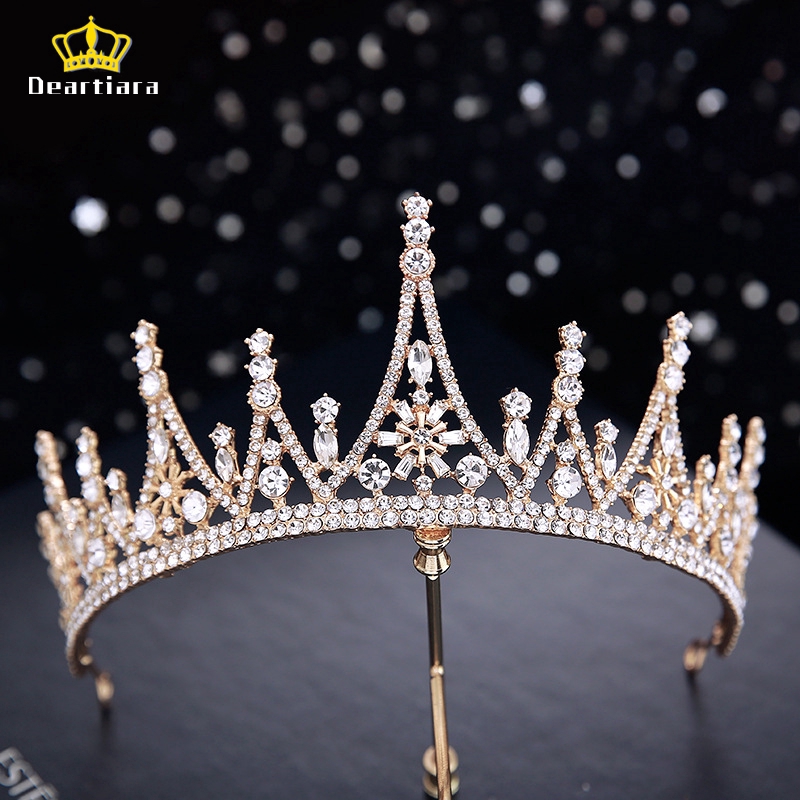 Vướng miện Tiara đính đá pha lê sang trọng dành cho cô dâu