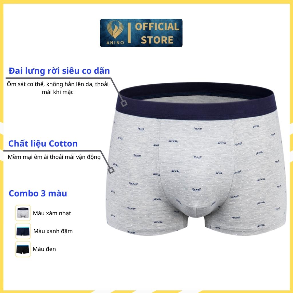 Combo 3 quần lót nam BOXER Big size họa tiết 100% Cotton cao cấp