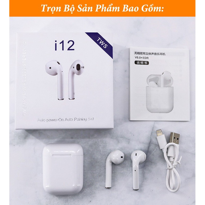 [ Free Ship] Tai nghe không dây bluetooth Inpod 12  I12 TWS ĐIỀU KHIỂN CẢM BIẾN HIFI CHO ANDROID iOS Bảo hành 6 tháng