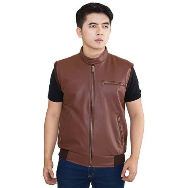 Áo Khoác Da PU Không Tay Cho Nam Chạy Xe Mô Tô Giá Rẻ Nhất M